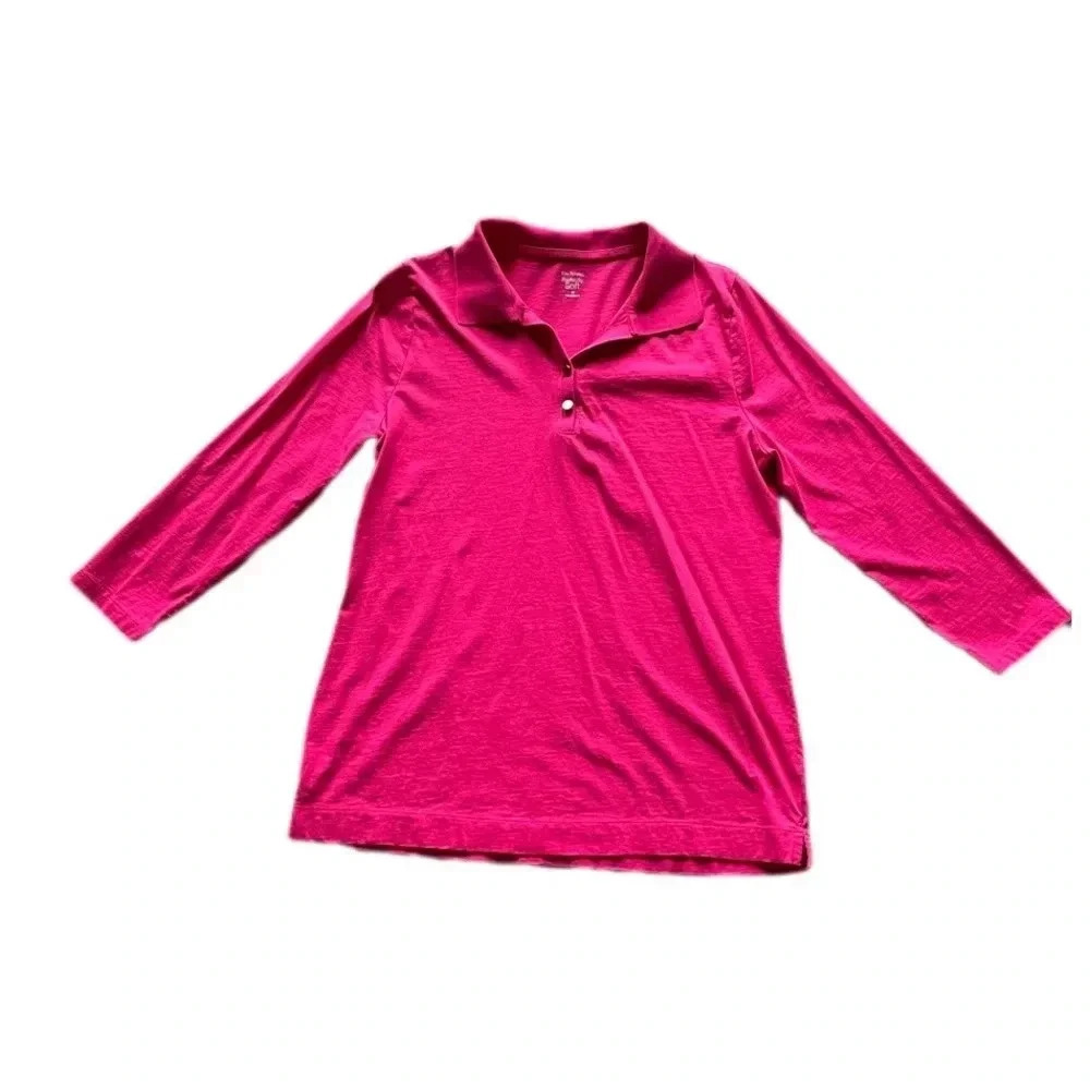 Kim Rogers Perfectly Soft 3/4 Sleeve Women’s Pink Casual Shirt Medium